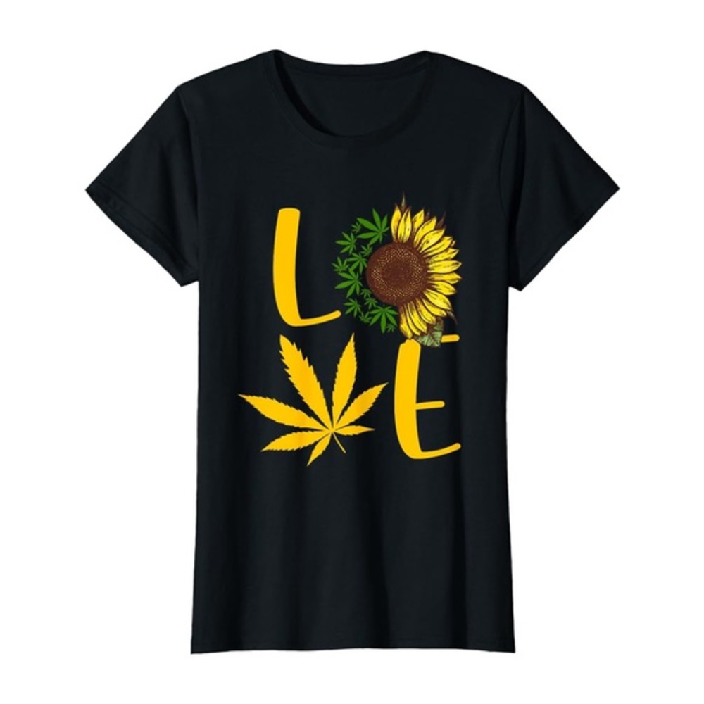 Love Weed Sunflower Love Cannabis‎ T-Shirt Women’s Size Small